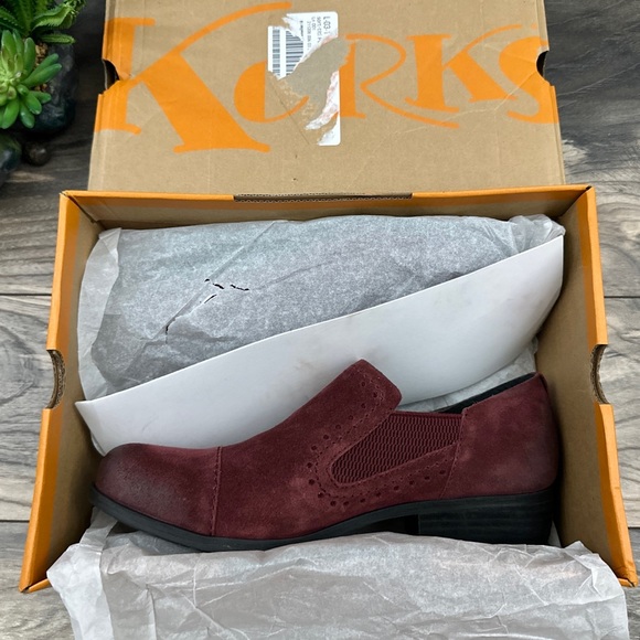 Korks Gertrude Preppy Shootie Brogue Loafer Suede Toe Cap Preppy Burgundy 8.5M - Picture 10 of 14